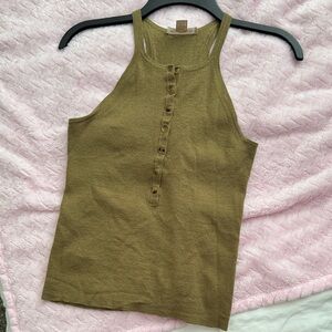 Michael Kors Khaki Button-Up Tank Top